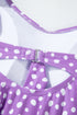 Purple Plus Size Polka Dot Print Ruffled Knotted V Neck Tankini Set